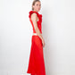 IRIÉ 2000's bright red stretchy top with sculptural 3D roses collar