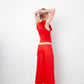 IRIÉ 2000's bright red stretchy top with sculptural 3D roses collar