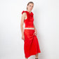 Maison Margiela Fall 2018 red silky midi skirt