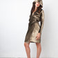 Max Mara 2000's golden hooded sweater dress