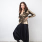 Balmain 2010's silk black sarwell trousers with diamond button detail