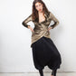 Balmain 2010's silk black sarwell trousers with diamond button detail