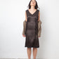 Martin Margiela Fall 2005 silky brown dress with raw hems and reversed zipper closure