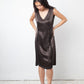 Martin Margiela Fall 2005 silky brown dress with raw hems and reversed zipper closure