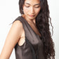 Martin Margiela Fall 2005 silky brown dress with raw hems and reversed zipper closure