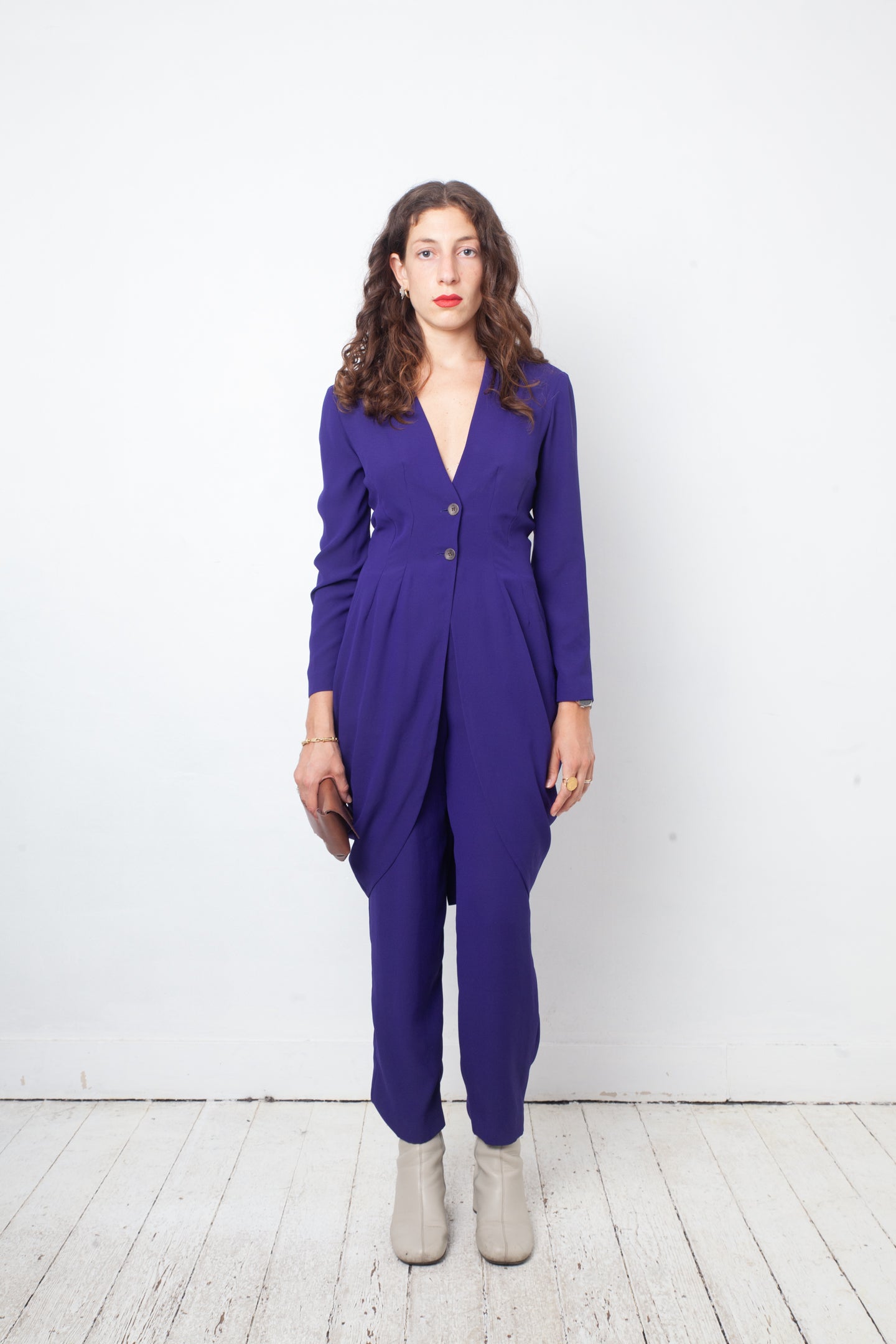 Emporio Armani 90's purple jumpsuit with attached blazer