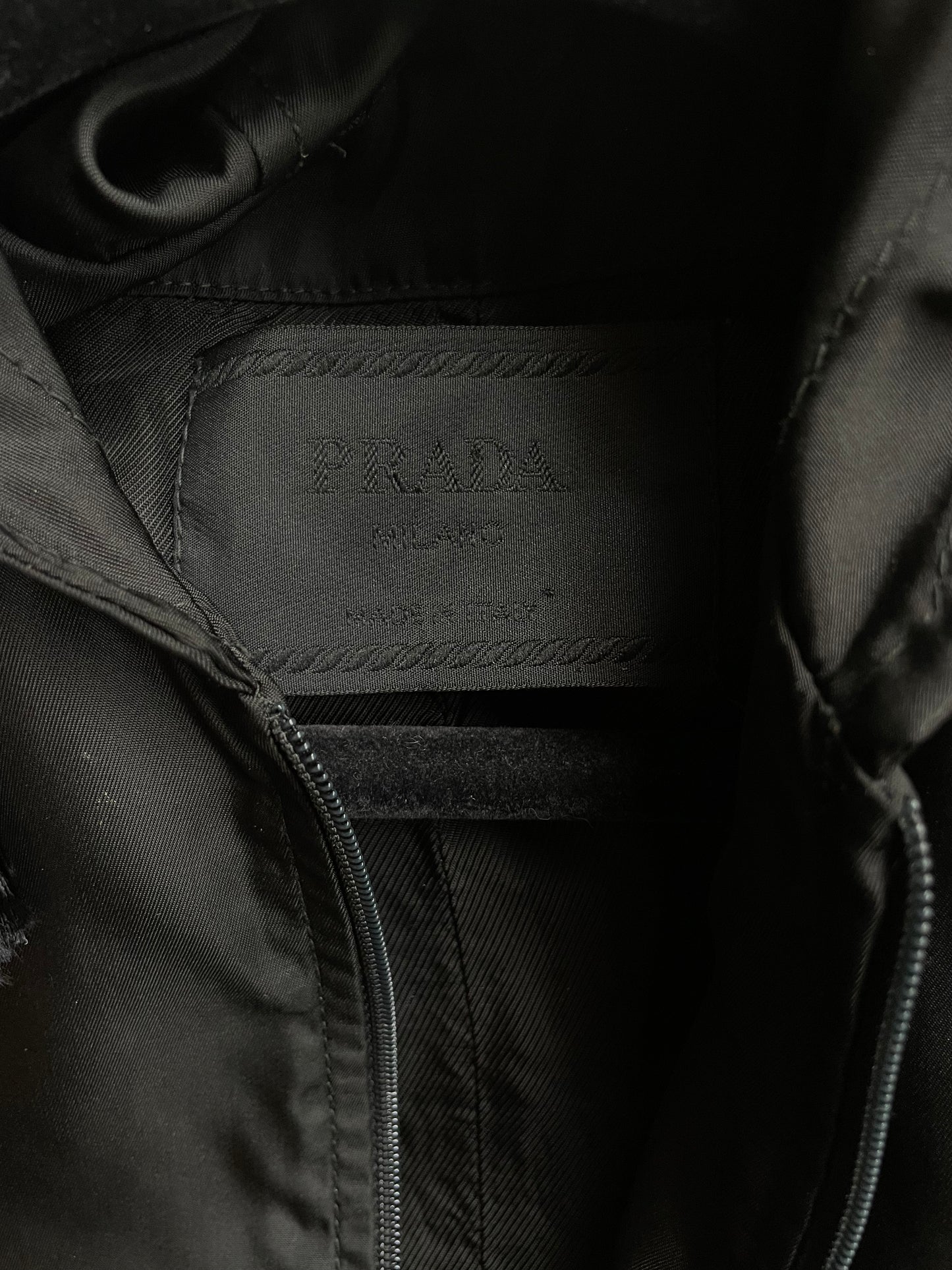 Prada 2000's black hooded sleeveless nylon jacket