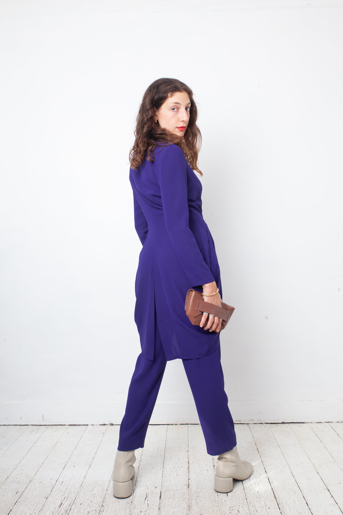 Emporio Armani 90's purple jumpsuit with attached blazer