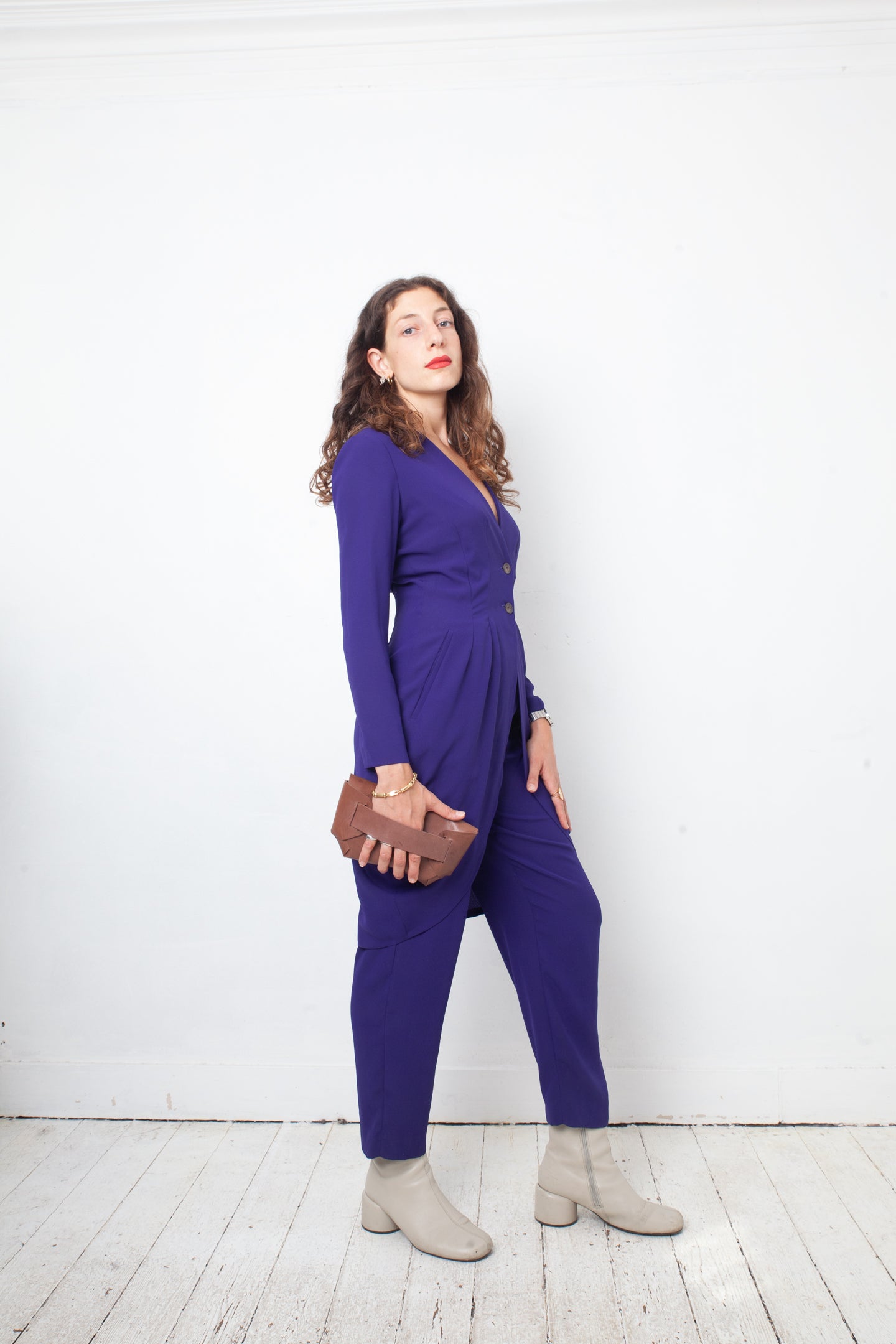 Emporio Armani 90's purple jumpsuit with attached blazer