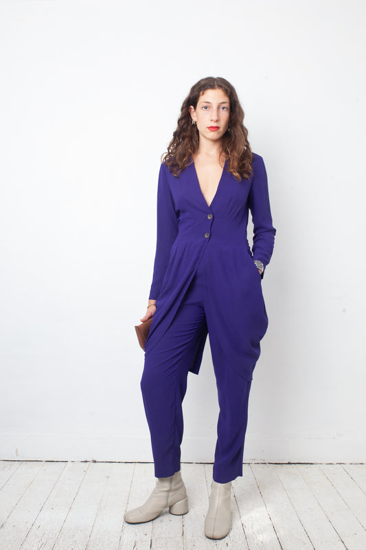 Emporio Armani 90's purple jumpsuit with attached blazer
