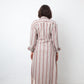 Y Project wool striped beige and red button shirt dress with tulle layer
