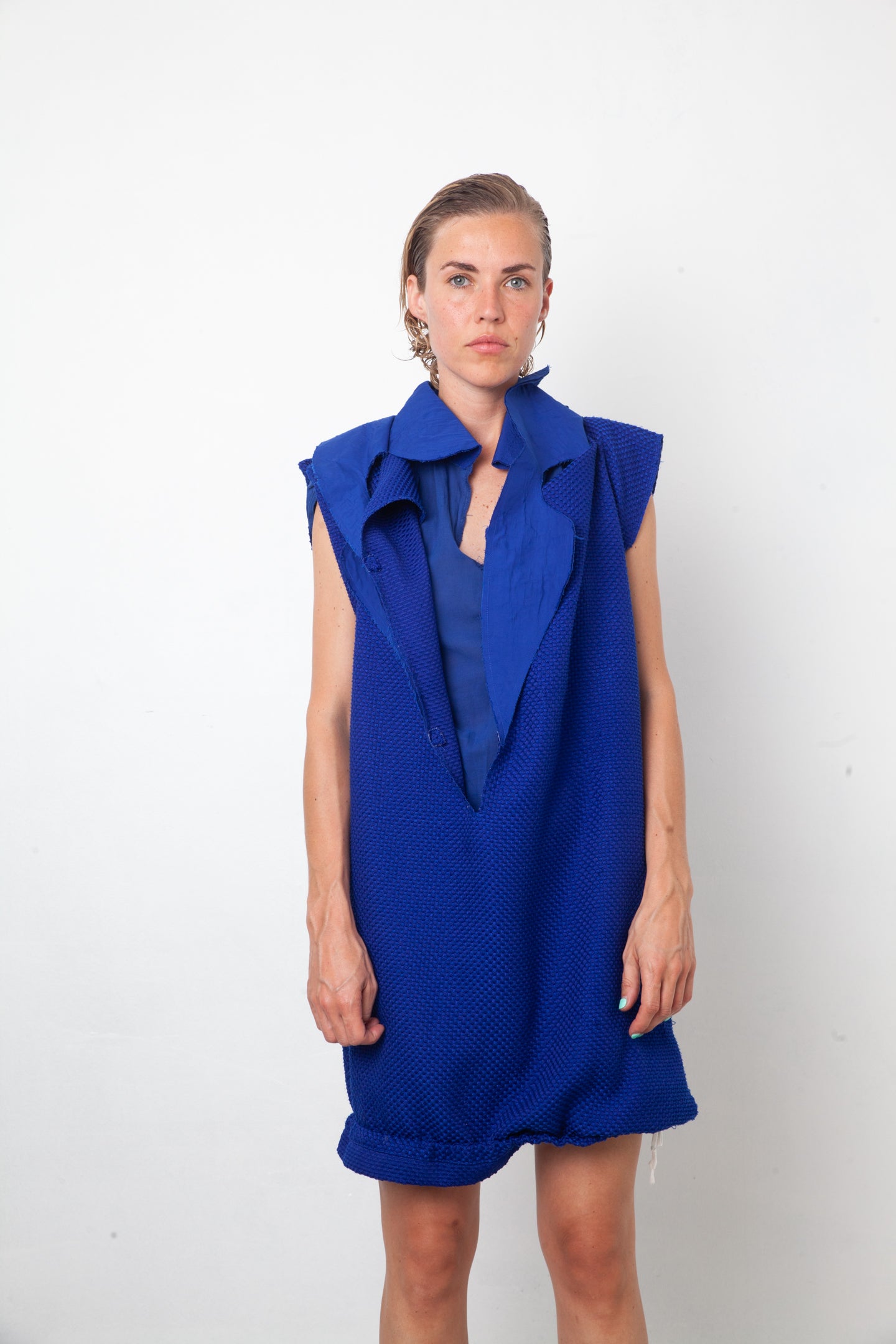 Comme des Garçons 2007 vivid blue deconstructed dress