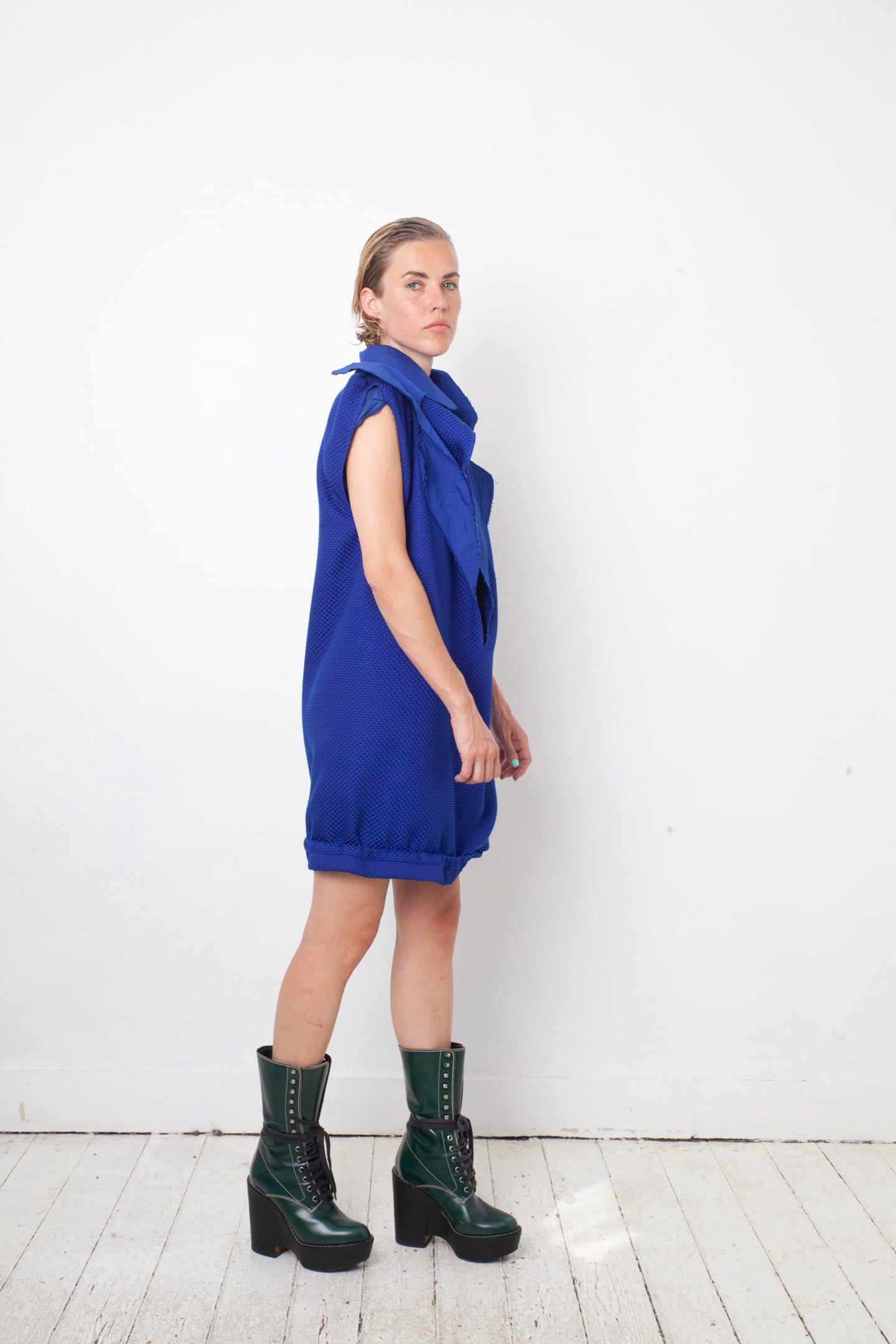 Comme des Garçons 2007 vivid blue deconstructed dress