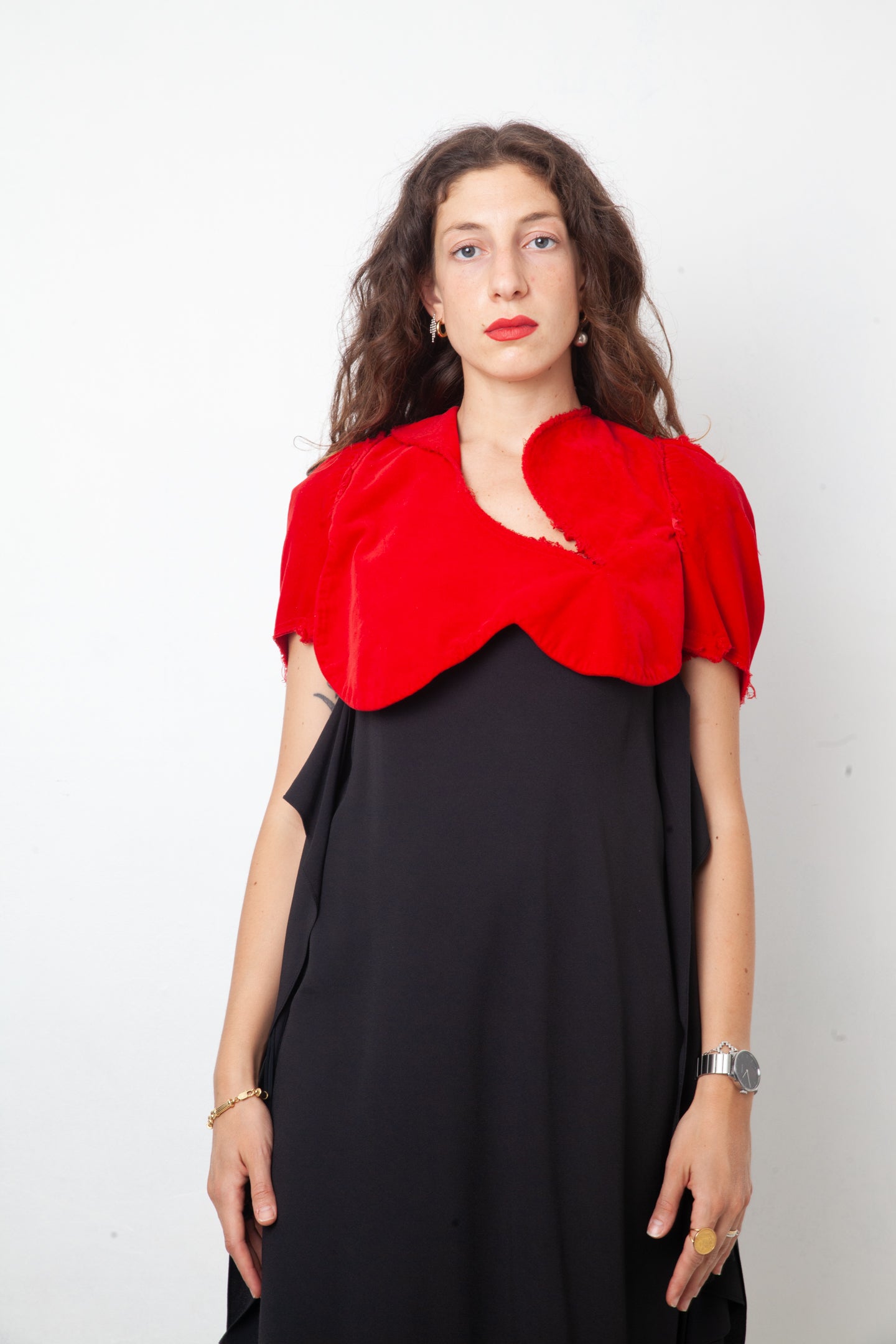 Comme des Garçons 2003 red velvet flower petal bolero jacket