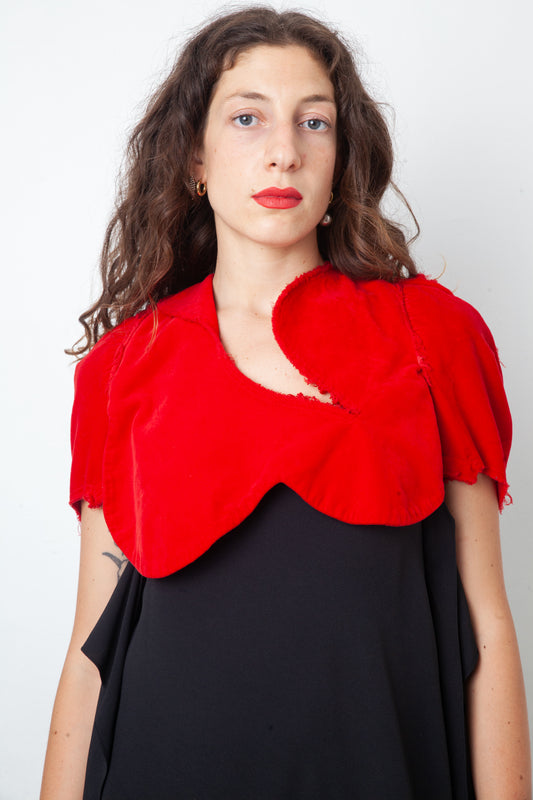 Comme des Garçons 2003 red velvet flower petal bolero jacket