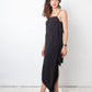 Balenciaga 2016 black asymmetric slip on dress with fringes