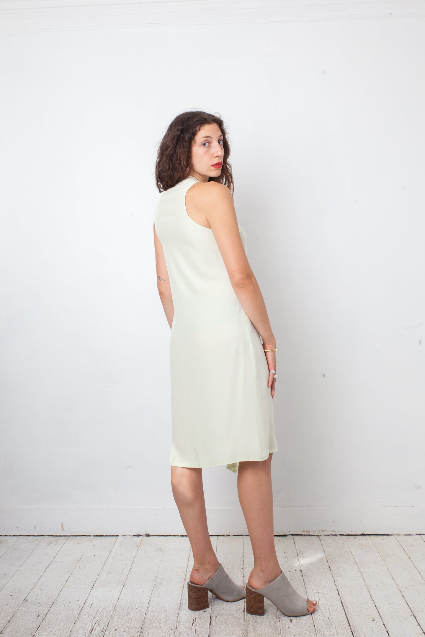 A.F. Vandervorst 2000's pastel green silk dress with pin detail