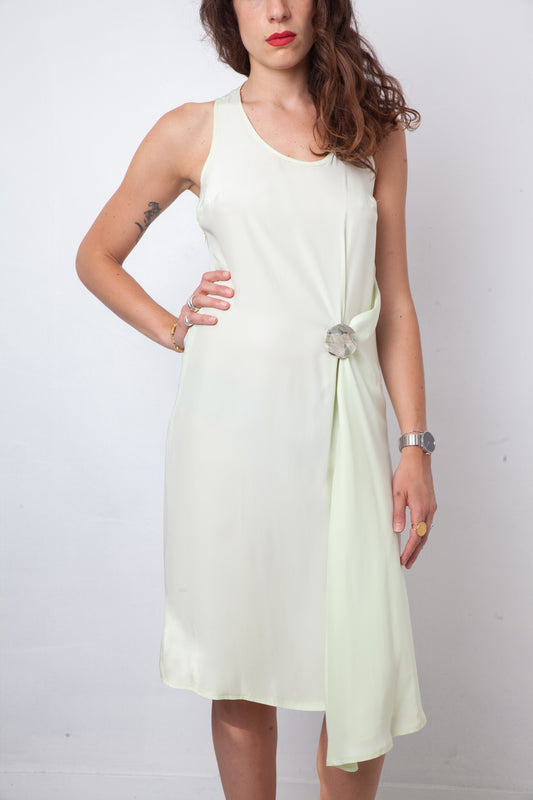 A.F. Vandervorst 2000's pastel green silk dress with pin detail