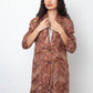 Dries van Noten 90's brown silk floral print oversized blazer