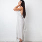 Prada linea rossa 2000's silk grey halter dress with open back
