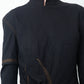 Yohji Yamamoto 2000's black cotton dress with orange stitching and braid detail