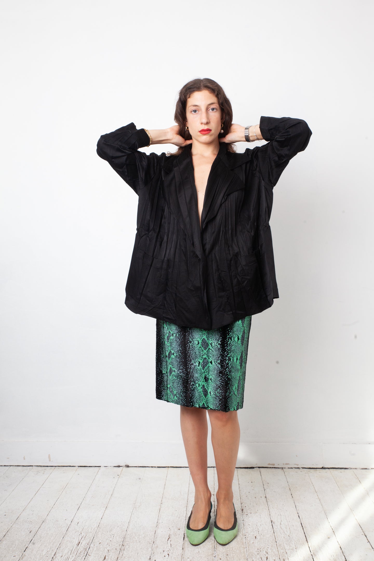 Issey Miyake 90's black pleated oversized jacket