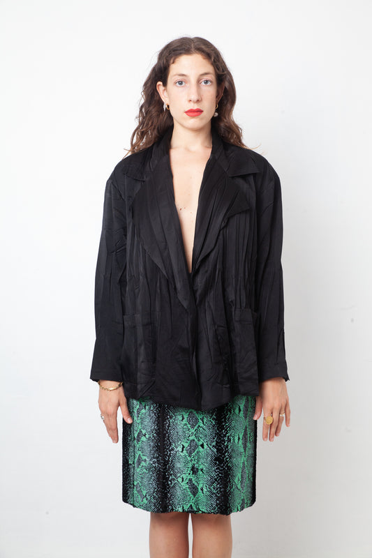 Issey Miyake 90's black pleated oversized jacket