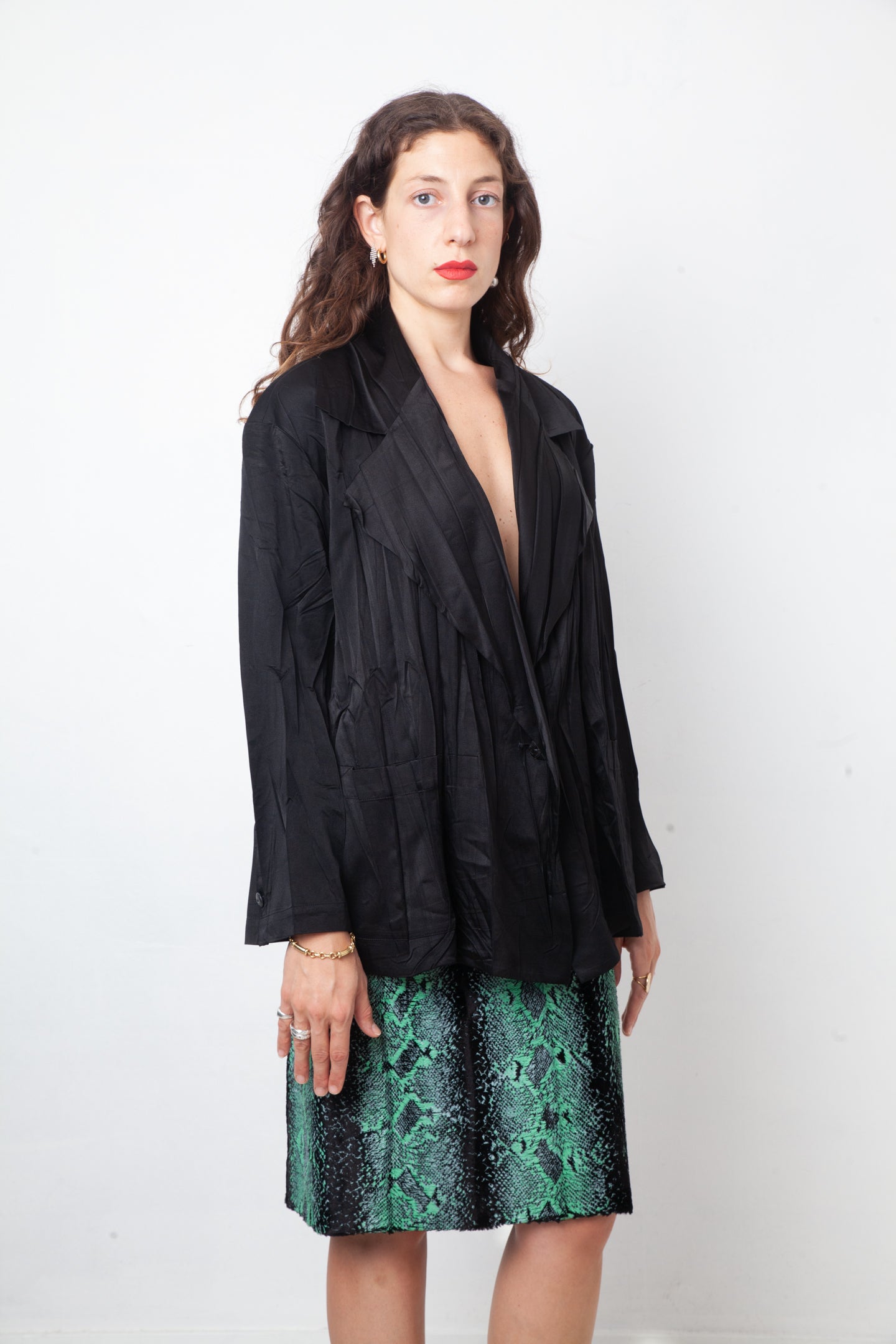 Issey Miyake 90's black pleated oversized jacket
