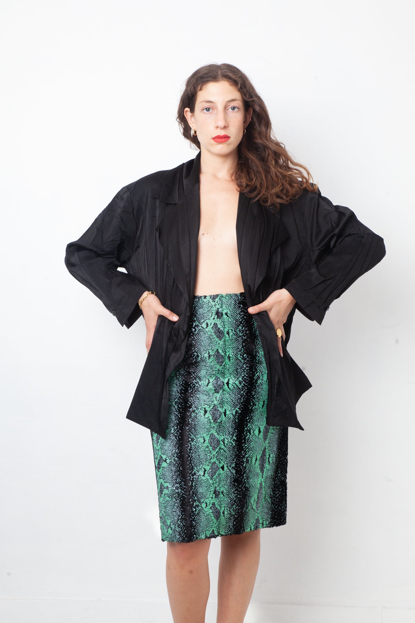 Issey Miyake 90's black pleated oversized jacket