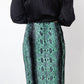 Dries van Noten Fall 2020 python print turquoise and black velvet pencil skirt