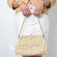 Miu Miu 90's beige leather shoulder bag with green stitching