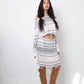 Margiela MM6 2012 striped grey and white cotton dress with waist cut out