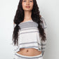 Margiela MM6 2012 striped grey and white cotton dress with waist cut out