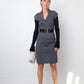 Gucci 2009 stretchy grey jersey dress with wool ribbed sleeves and belt