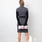 Gucci 2009 stretchy grey jersey dress with wool ribbed sleeves and belt