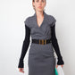 Gucci 2009 stretchy grey jersey dress with wool ribbed sleeves and belt