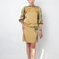 Dries van Noten 2010's mustard yellow dress with multicolour marble outlines