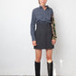 Dries van Noten 2000's grey cotton shirt with silk sleeve and golden embroideries
