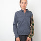 Dries van Noten 2000's grey cotton shirt with silk sleeve and golden embroideries
