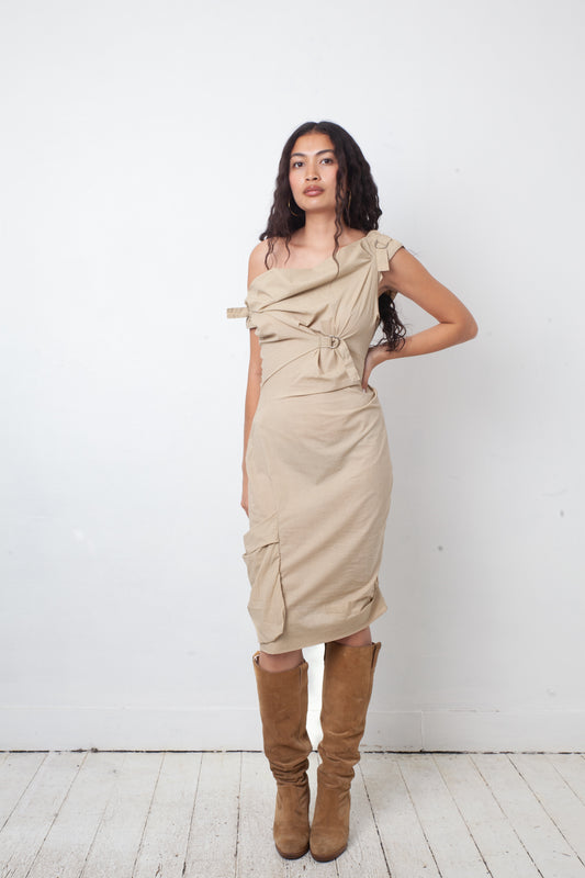 Vivienne Westwood Anglomania 2000's beige cotton dress with belt details