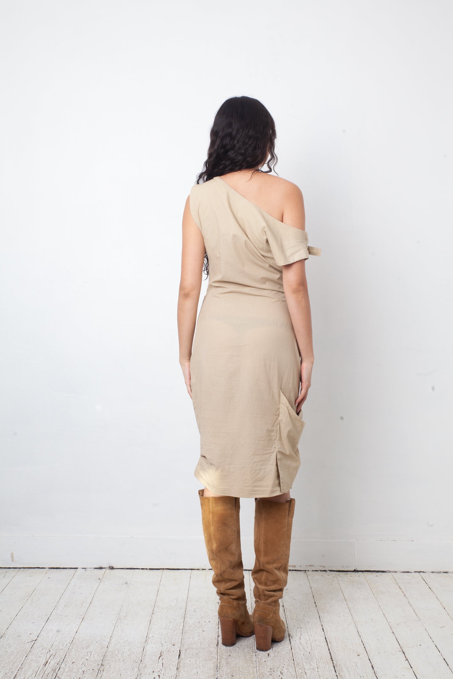 Vivienne Westwood Anglomania 2000's beige cotton dress with belt details