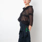 Chloé 2000's black sheer silk blouse with asymmetric button closure