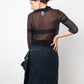 Chloé 2000's black sheer silk blouse with asymmetric button closure