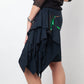 Dries van Noten 2000's cotton asymmetric ruffled skirt with lights on water print