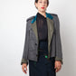 Ann Demeulemeester 2000's linen military blazer with turquoise collar