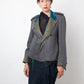 Ann Demeulemeester 2000's linen military blazer with turquoise collar