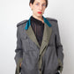 Ann Demeulemeester 2000's linen military blazer with turquoise collar