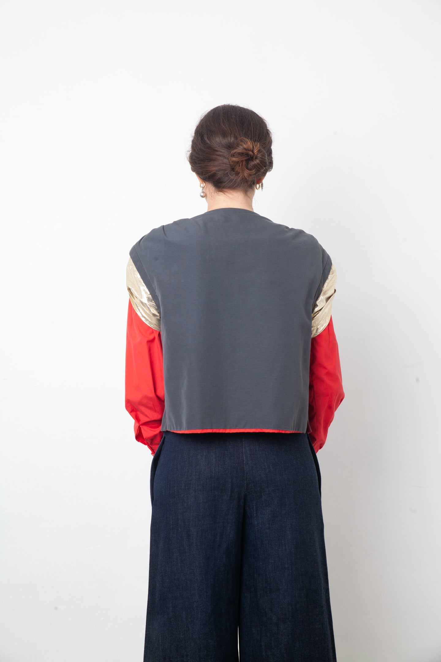 Giorgio Armani 80's grey, red and gold jacket with puffy sleeves