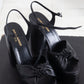 Saint Laurent black leather open toe sandals with chunky heel size 37,5