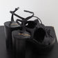 Saint Laurent black leather open toe sandals with chunky heel size 37,5